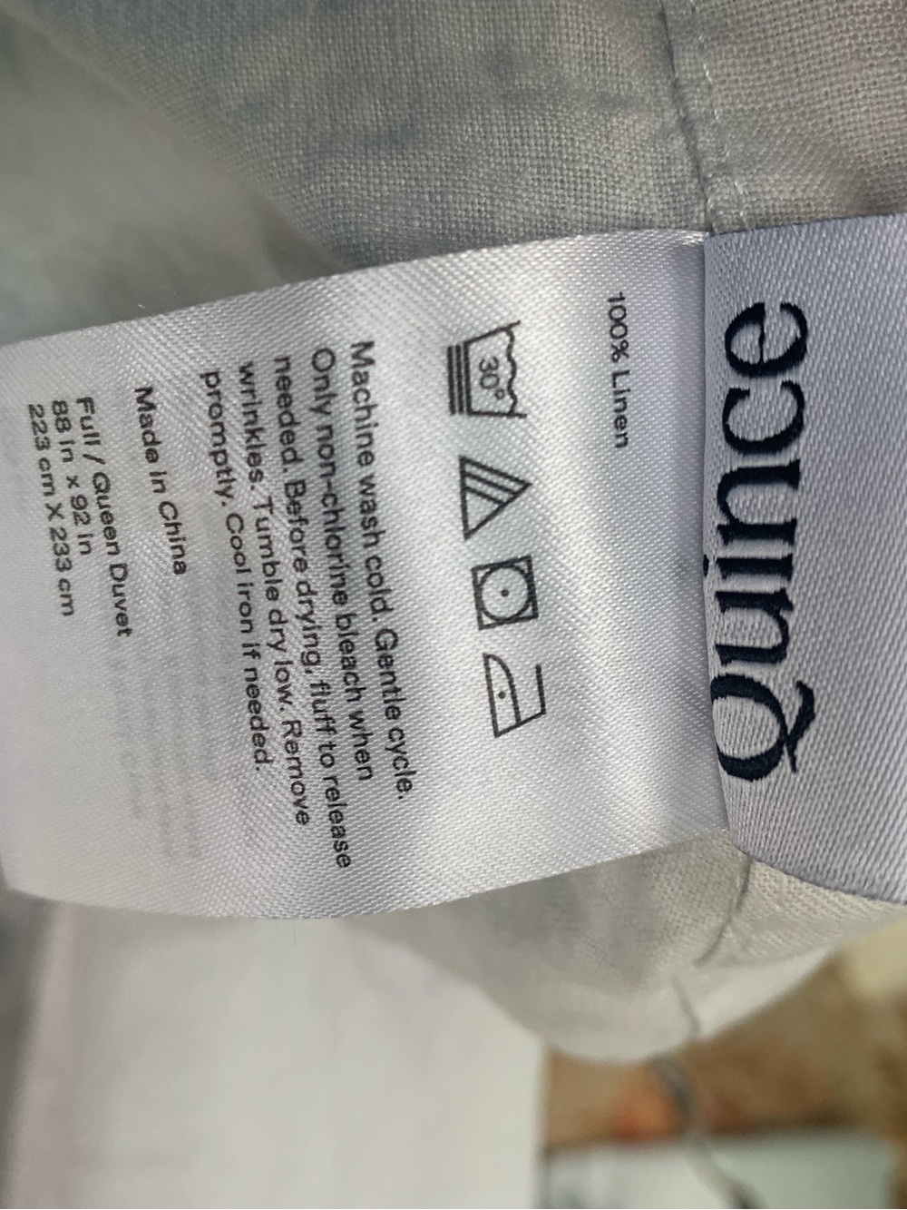 Quince Queen European Linen Duvet Cover - Light Grey - Picture 7 of 10